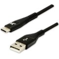 Kabel (2.0) USB-A samec - USB-C samec, 1m, nylonové opletení, černý, LOGO | Repaspoint.cz