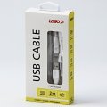 Kabel (2.0) USB-A samec - USB-C samec, 2m, nylonové opeltení, bílý, LOGO | Repaspoint.cz